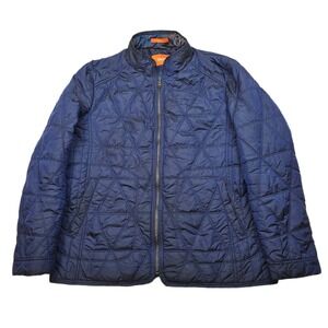 TALLIA Quilted Bomber Jacket Mens Large Navy‎ Blue Zip Lightweight Nylon